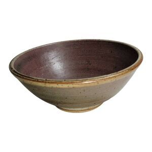 Vintage Louis Mideke Studio Art Pottery Pink Purple Beige Speckled MCM Bowl